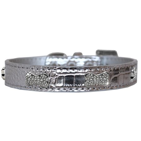 PET PAL Croc Crystal Bone Dog CollarSilver Size 16 PE806345